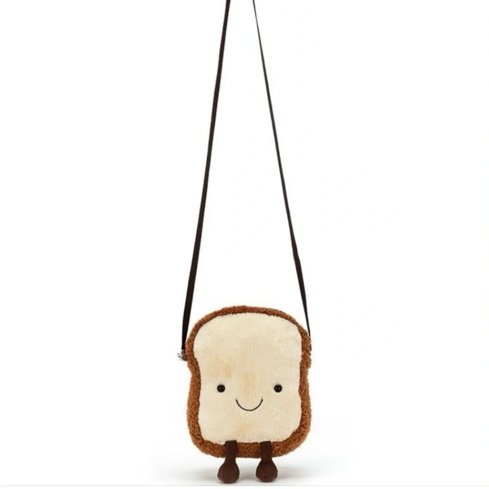 ♥️… Jellycat Cute Toast-Shaped Kids Bag - Brown and White